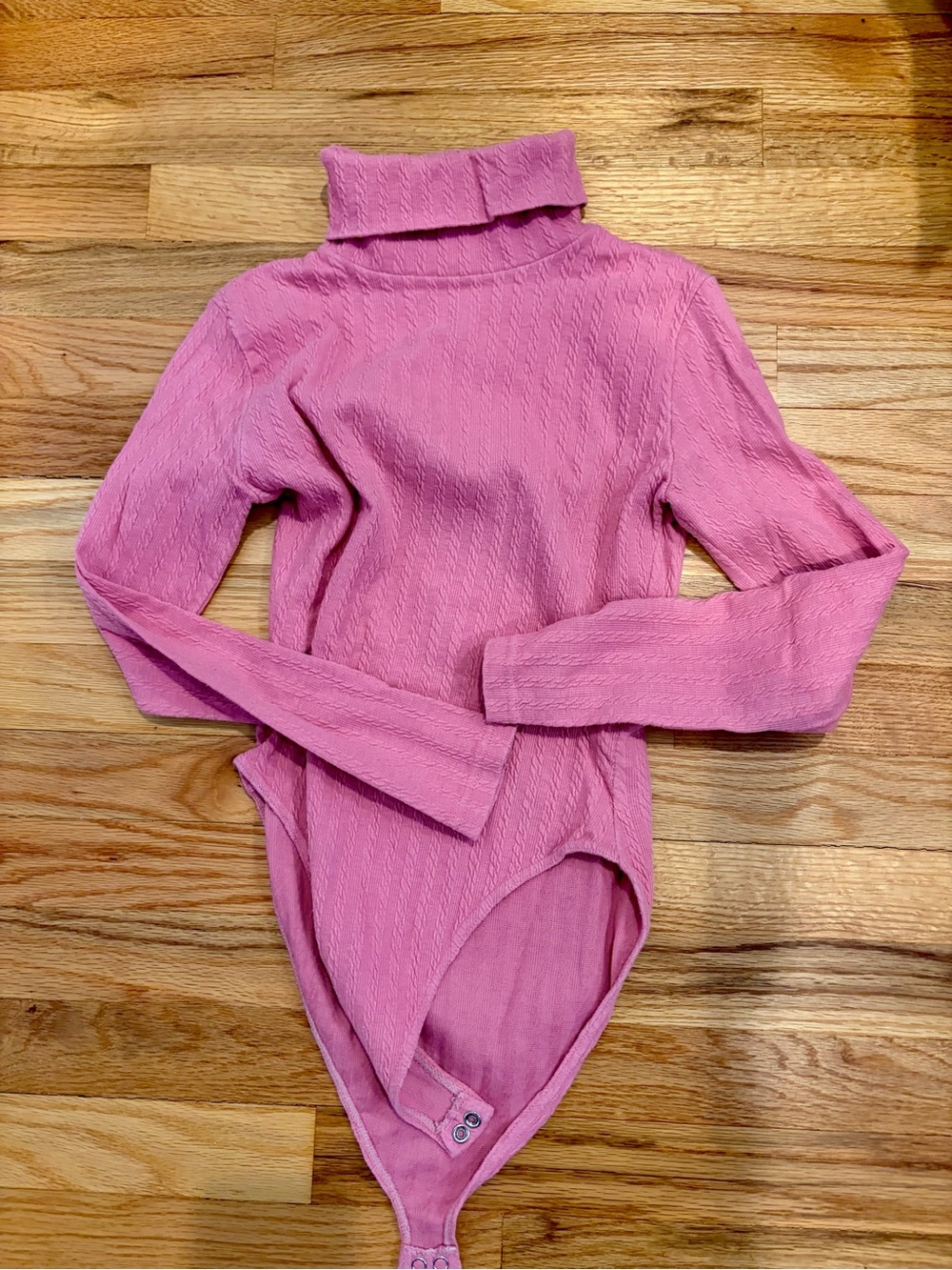 Vintage 90s Betty Blue Pink Textured Turtleneck Bodysuit Size Medium